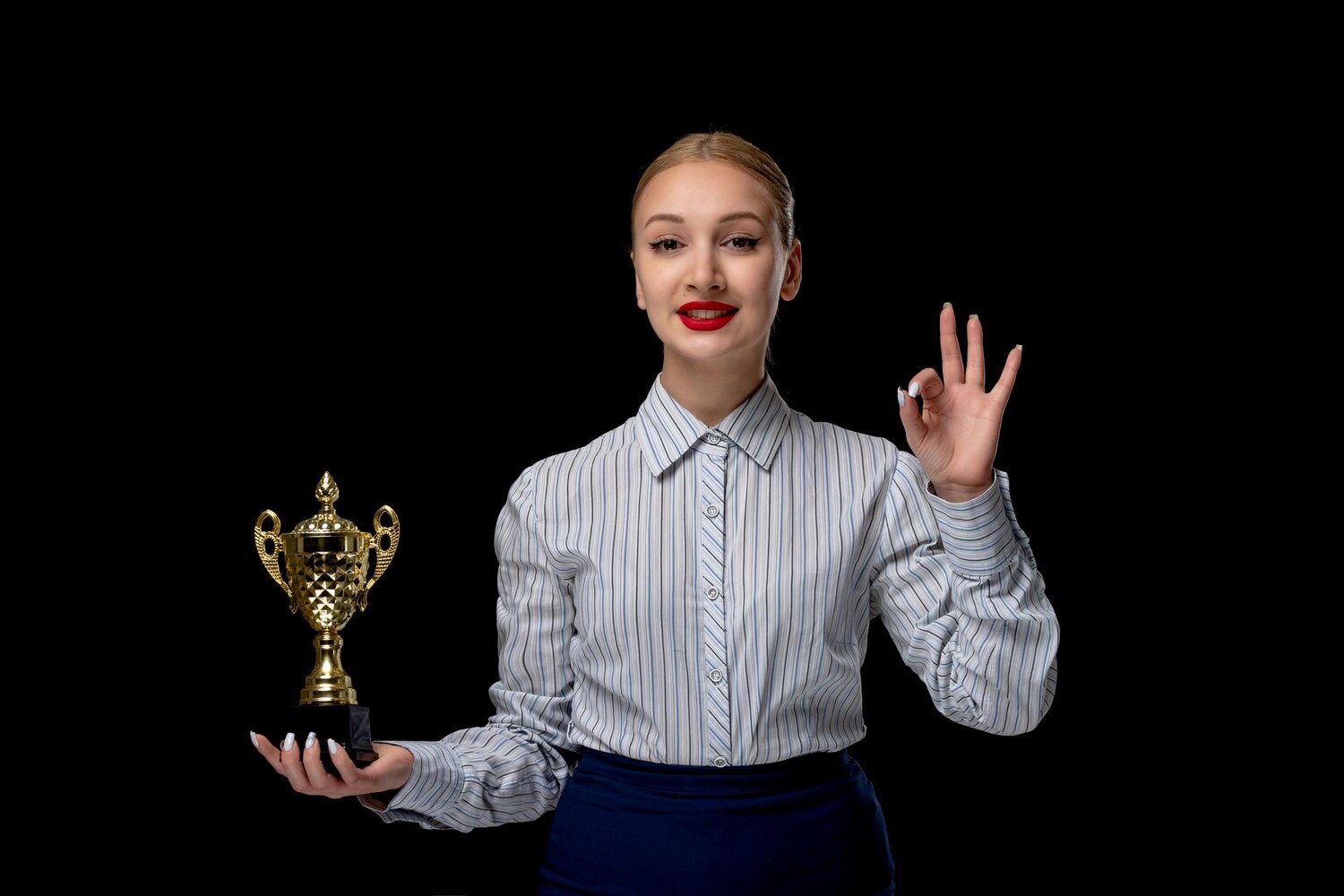 business-woman-blonde-cute-girl-showing-ok-sign-with-trophy-wearing-red-lipstick-office-costume_140725-161346